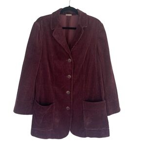 J. Jill Wide Wale Corduroy Velvet Trip Chore Jacket Coat Purple Plum Shacket